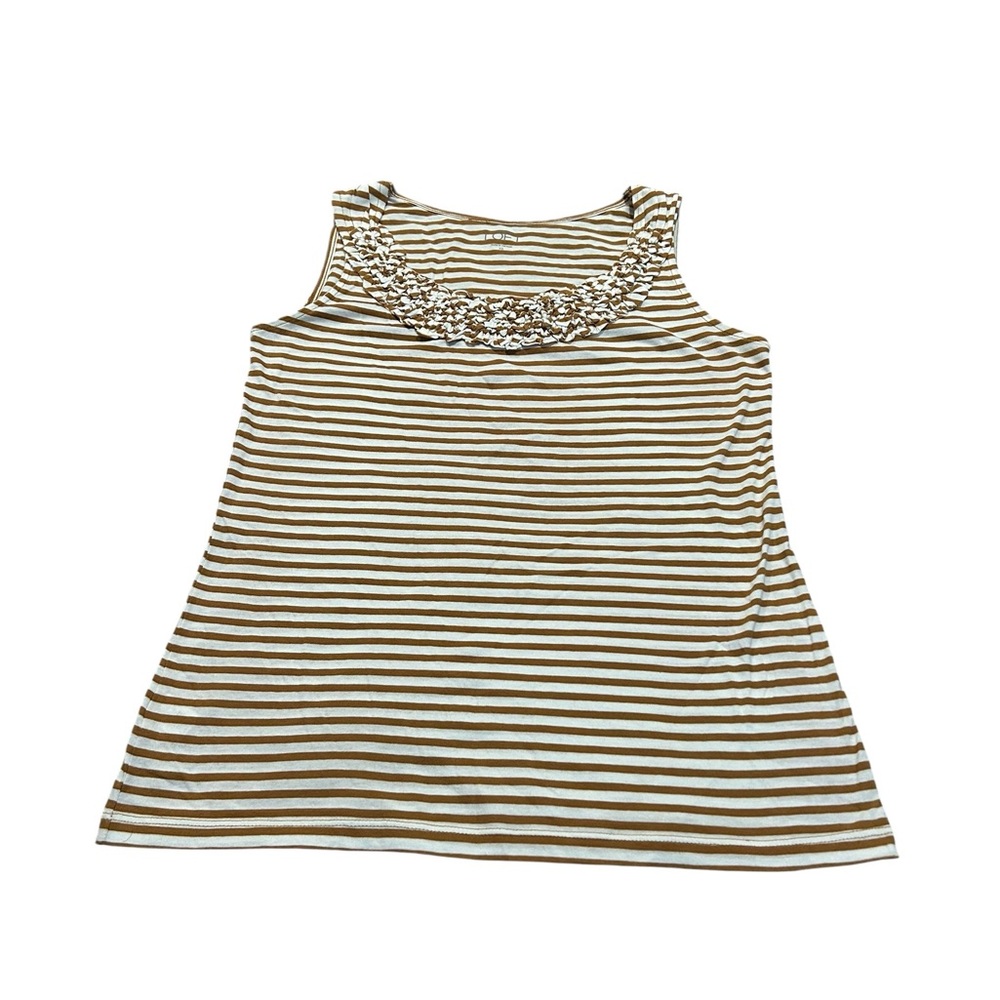 3/$15 LOFT brown & white striped tank